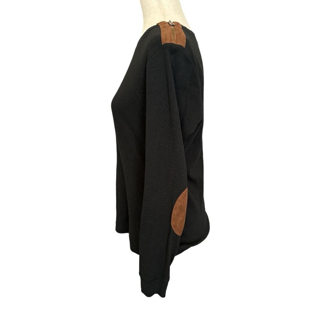 Lauren Jeans Co Black Cotton Suede Trim Top Size M - Picture 4 of 9